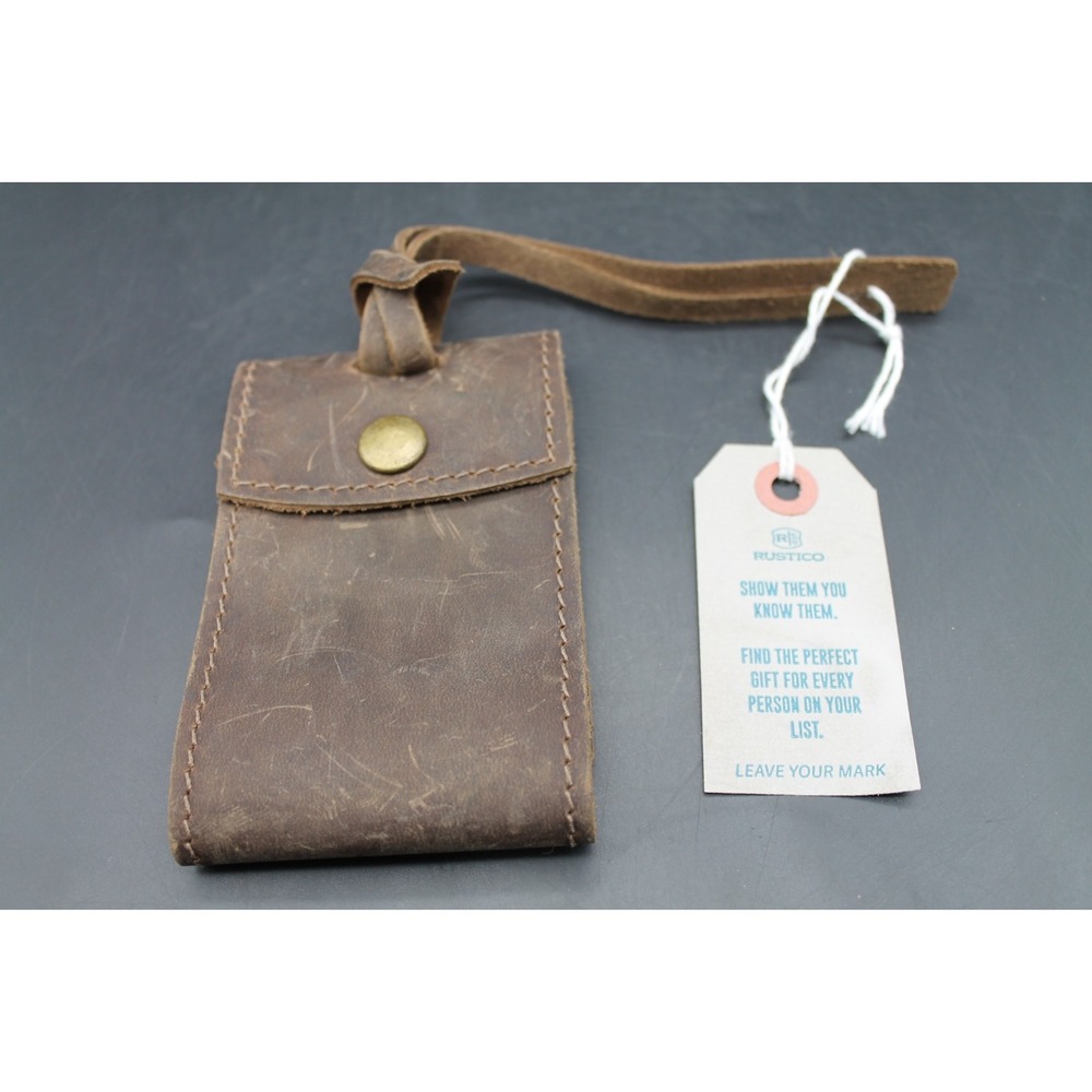 Rustico Leather Luggage Tag NWT Distressed Brown Full Grain Leather Travel Tag